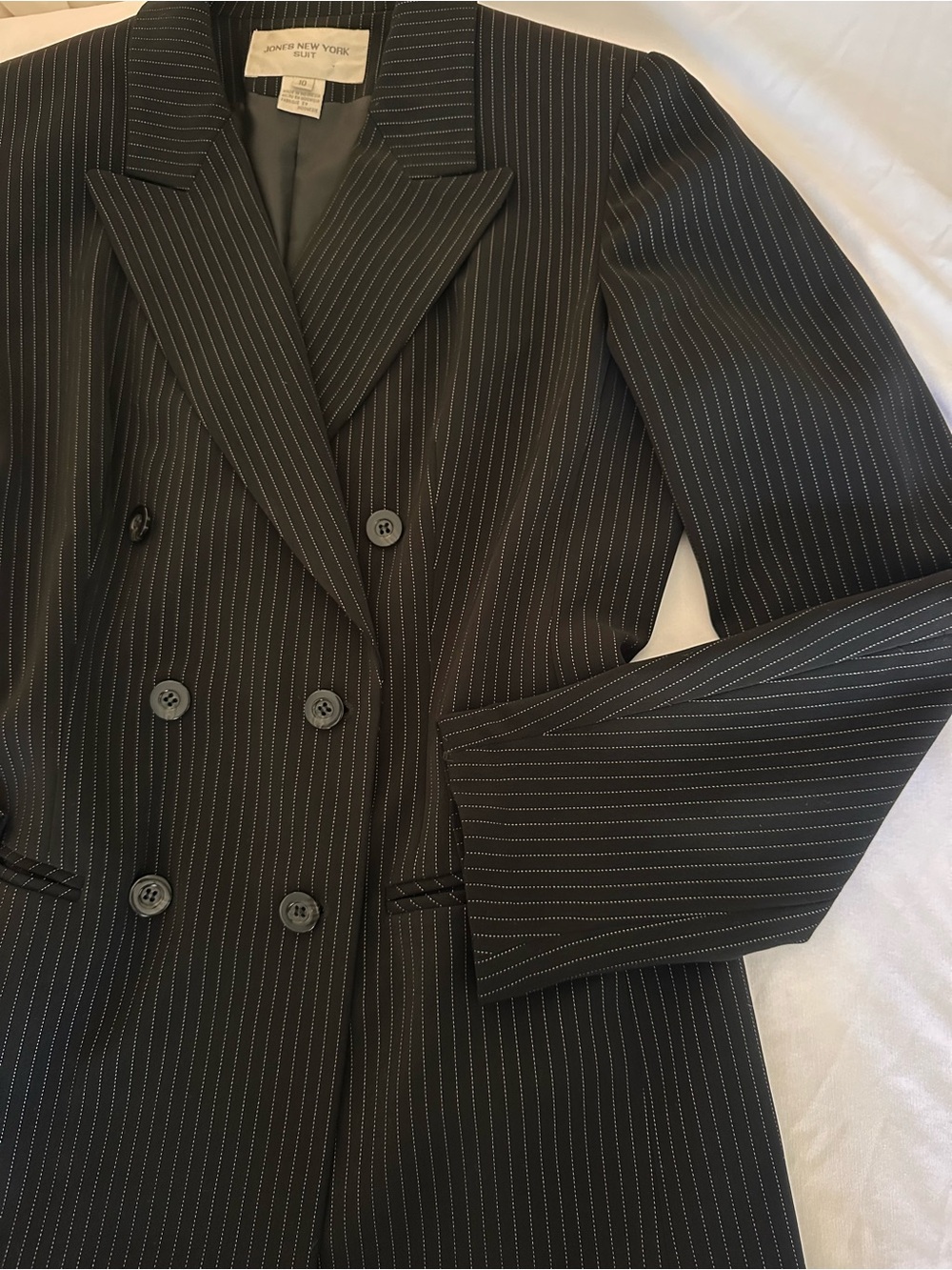 Jones New York Black Pinstripe Double-Breasted Blazer - Picture 4 of 4